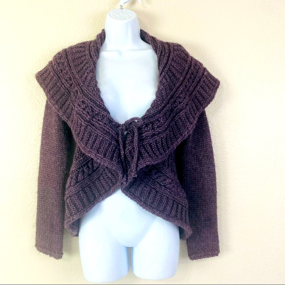 Elsamanda Purple Chunky Knit Circle Alpaca Wool Blend Sweater Size S - Picture 6 of 11